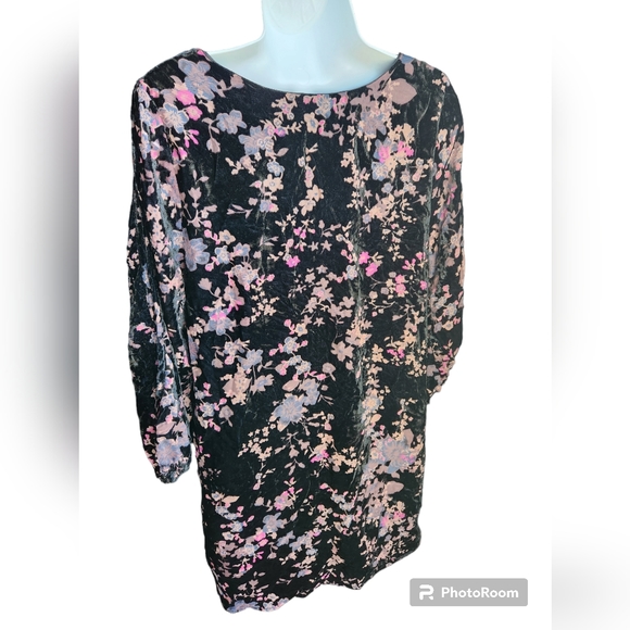 Lulus  Dreamy Scene Black Floral Burnout Velvet Long Sleeve Shift Dress … - Picture 3 of 5